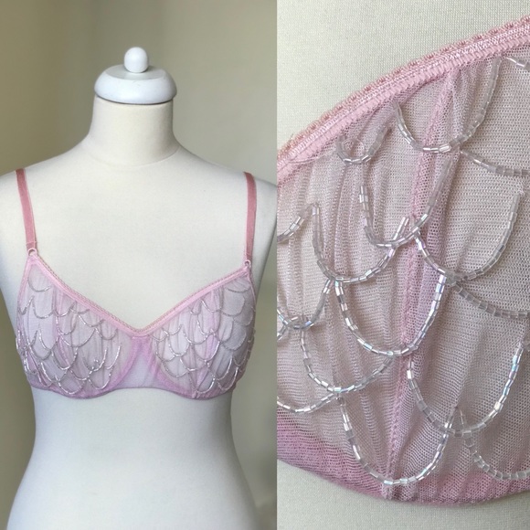 Roberto Cavalli Other - Roberto Cavalli Beaded Pink Mesh Underwire Bra
